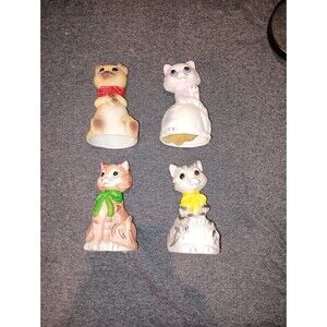 VINTAGE JSNY TAIWAN LOT OF 4 CAT BELLS FIGURINES